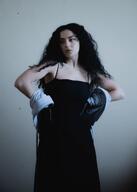 black_clothes celebrity charli_xcx dress hoodie white_clothes woman womenswear